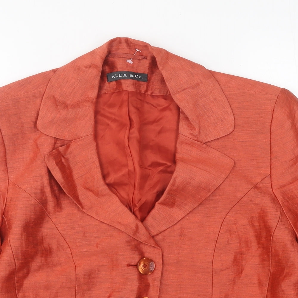 ALEX&CO Womens Orange Jacket Blazer Size 10 Button