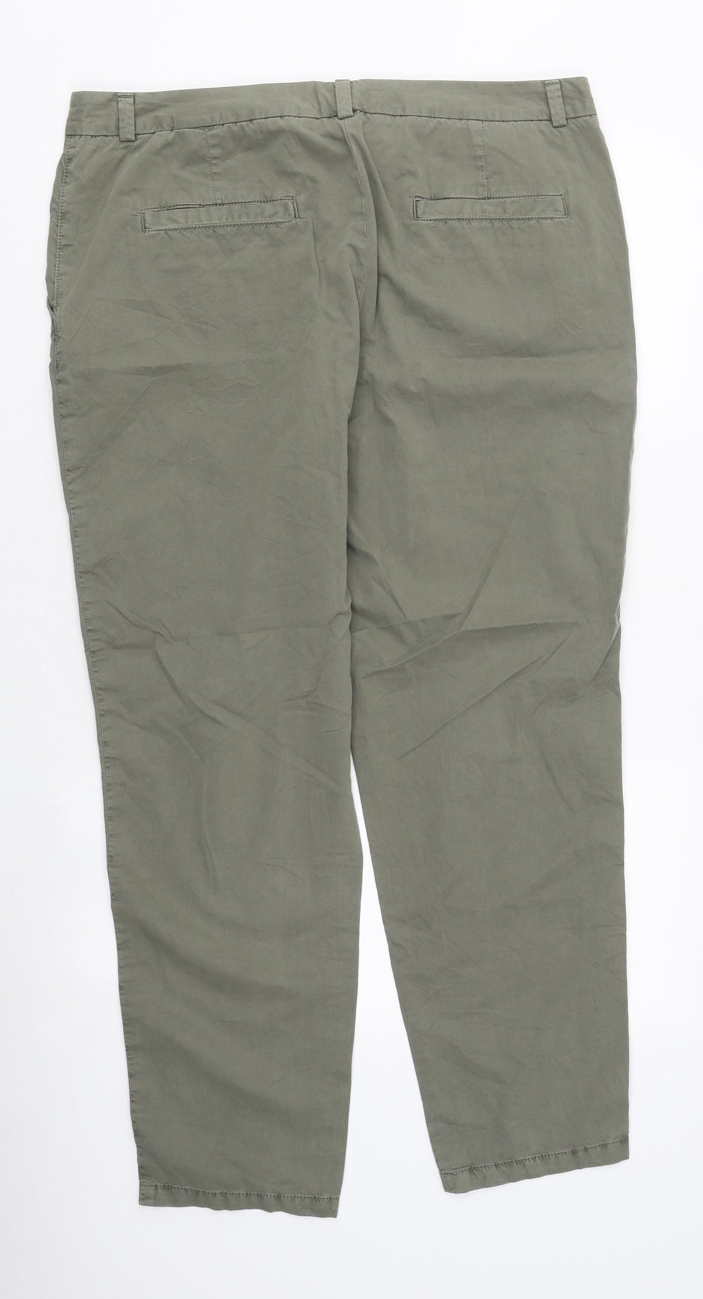 Marks and Spencer Mens Green Polyester Chino Trousers Size 36 in L36 in Regular Zip