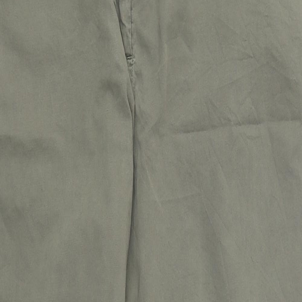 Marks and Spencer Mens Green Polyester Chino Trousers Size 36 in L36 in Regular Zip