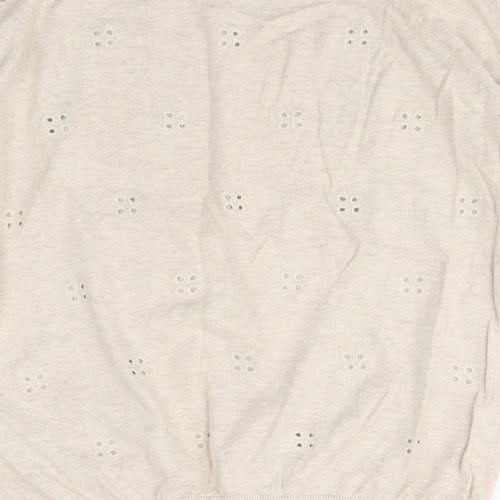 Topshop Womens Beige Polyester Basic T-Shirt Size 8 Off the Shoulder