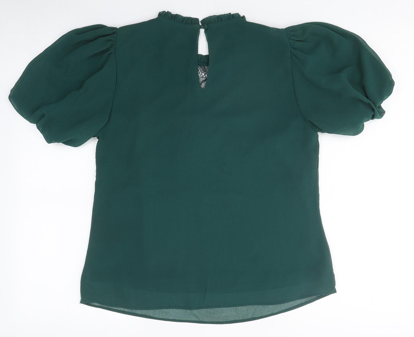 Billie and Blossom Womens Green Polyester Basic Blouse Size 8 Mock Neck - Lace Detail