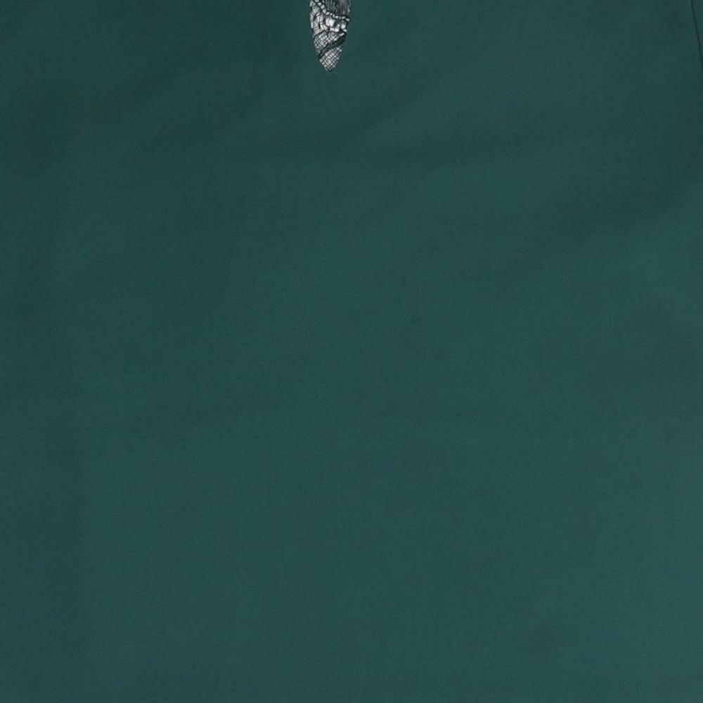 Billie and Blossom Womens Green Polyester Basic Blouse Size 8 Mock Neck - Lace Detail