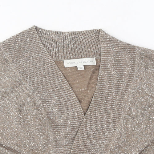 Rocha John Rocha Womens Beige Round Neck Polyester Cardigan Jumper Size 22