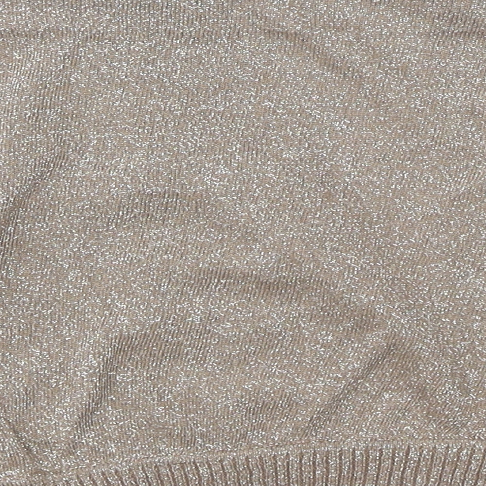 Rocha John Rocha Womens Beige Round Neck Polyester Cardigan Jumper Size 22