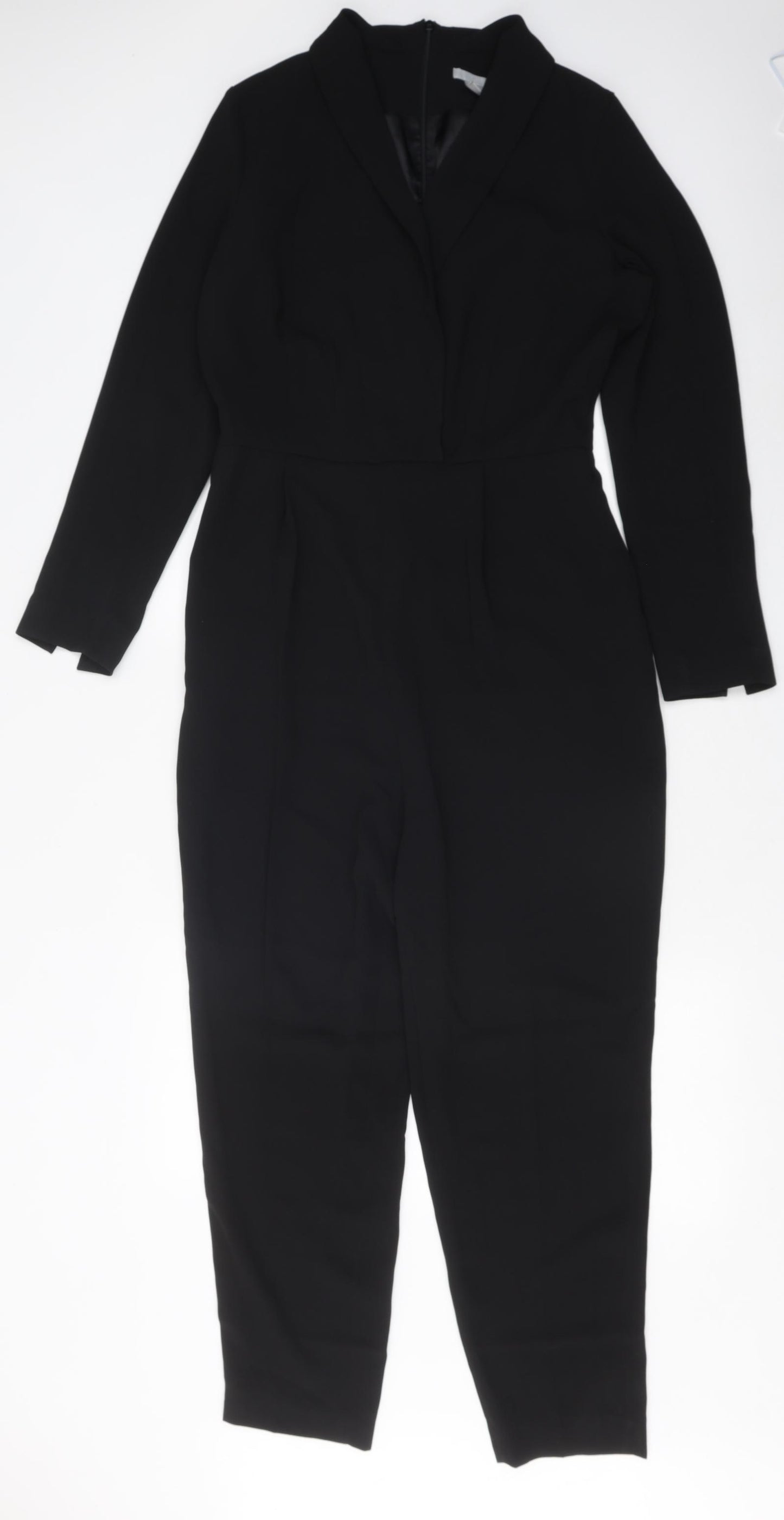 H&M Womens Black Polyester Jumpsuit One-Piece Size 12 L37 in Zip