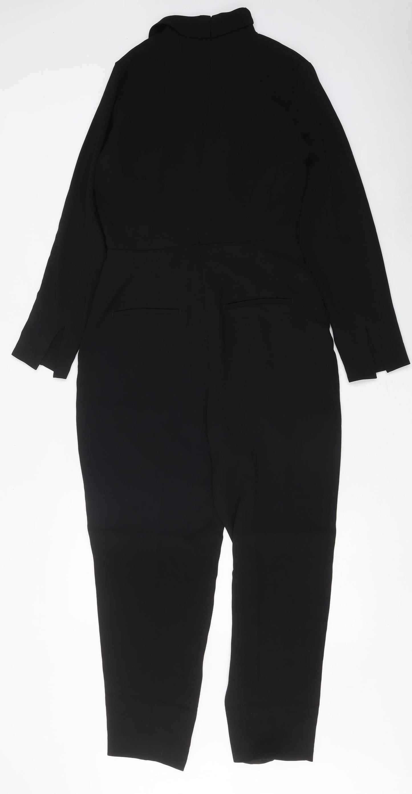 H&M Womens Black Polyester Jumpsuit One-Piece Size 12 L37 in Zip