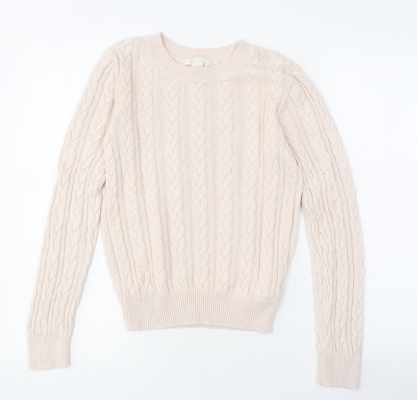 H&M Womens Pink Round Neck Cotton Pullover Jumper Size S