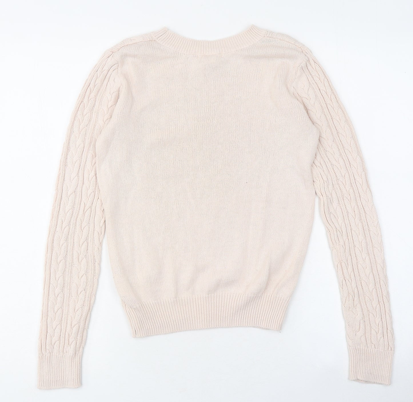 H&M Womens Pink Round Neck Cotton Pullover Jumper Size S