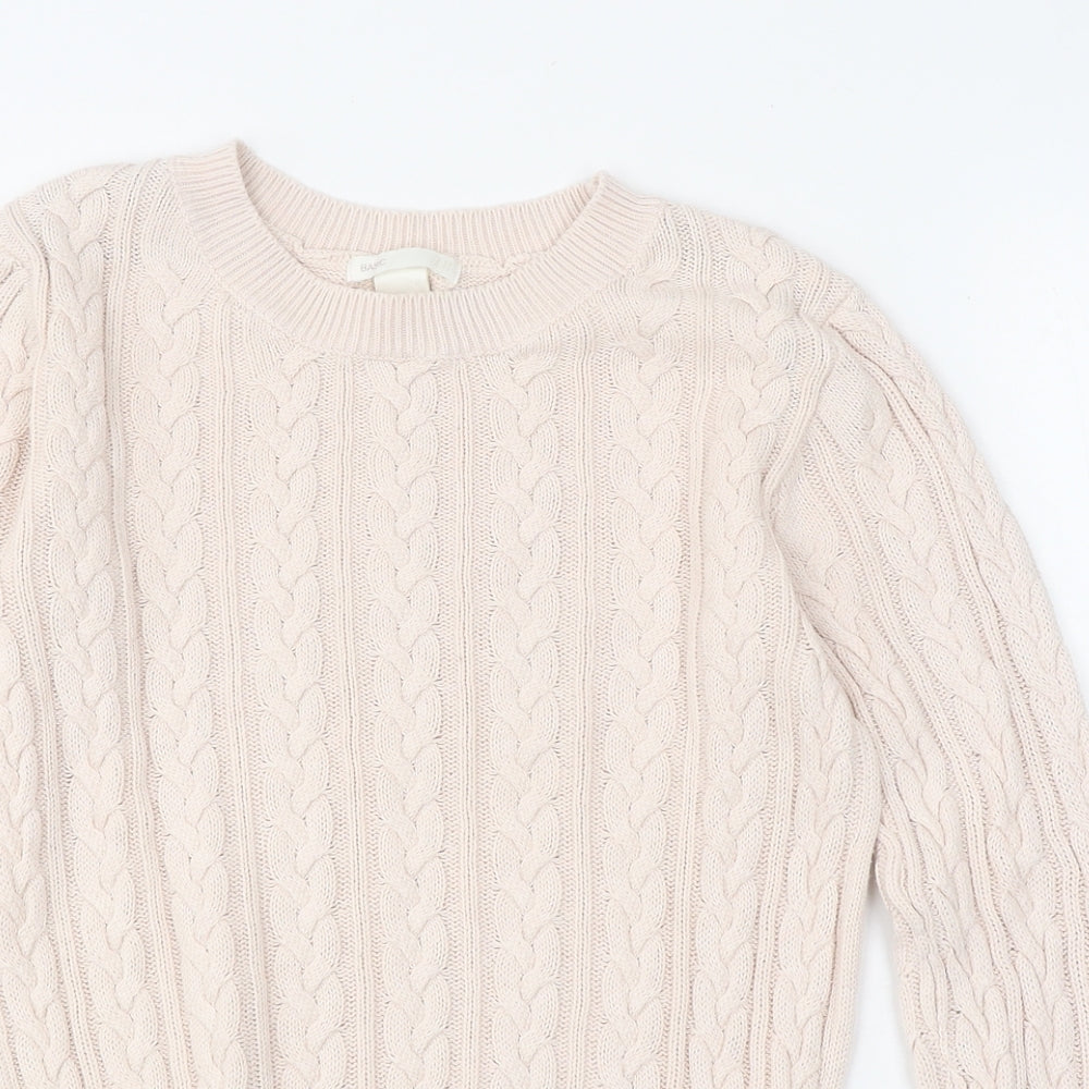 H&M Womens Pink Round Neck Cotton Pullover Jumper Size S
