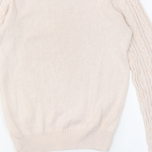 H&M Womens Pink Round Neck Cotton Pullover Jumper Size S