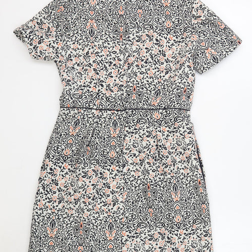 H&M Womens Multicoloured Floral Polyester Sheath Size 6 Round Neck Zip