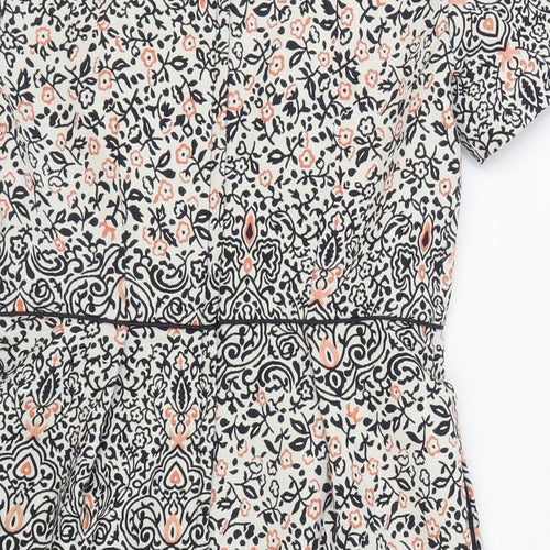 H&M Womens Multicoloured Floral Polyester Sheath Size 6 Round Neck Zip