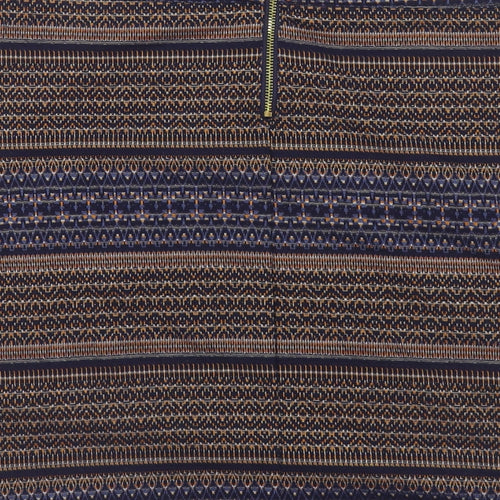 NEXT Womens Blue Geometric Polyester A-Line Skirt Size 14 Zip