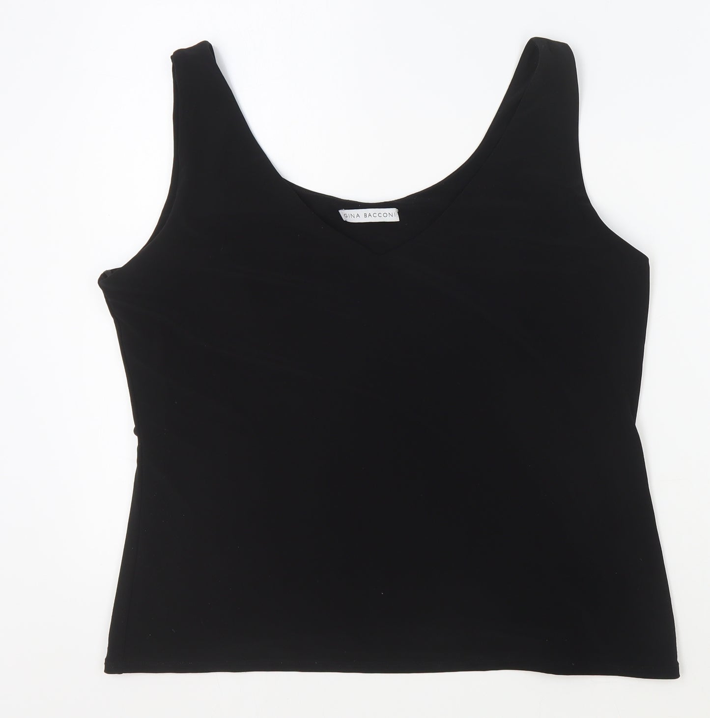 Gina Bacconi Womens Black Polyester Camisole T-Shirt Size 20 V-Neck