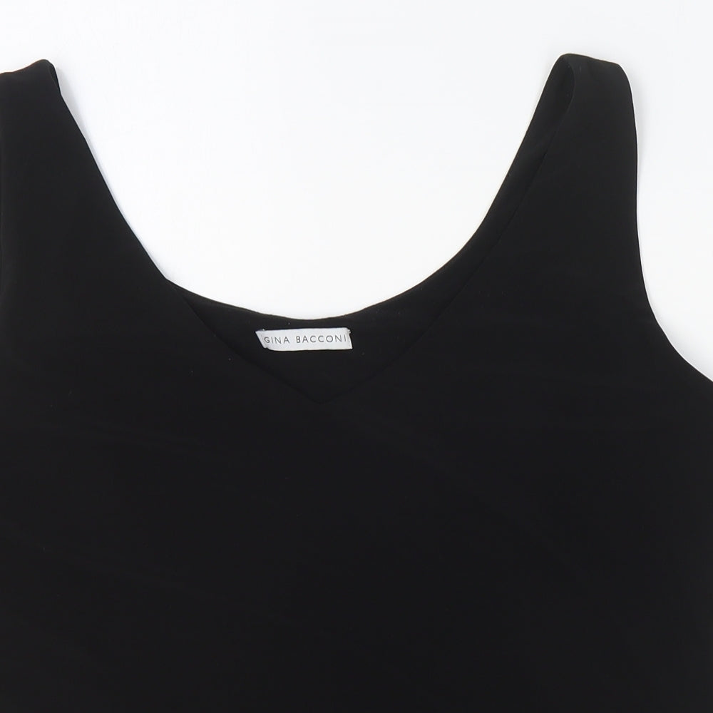 Gina Bacconi Womens Black Polyester Camisole T-Shirt Size 20 V-Neck