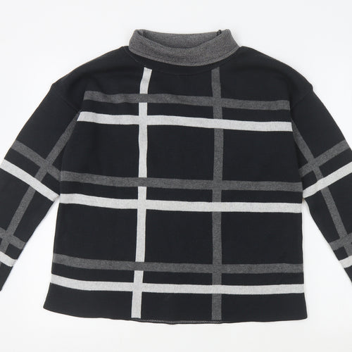 ASOS Womens Black High Neck Striped Acrylic Pullover Jumper Size 12