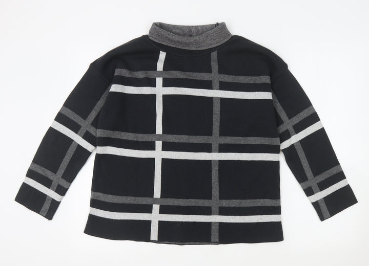 ASOS Womens Black High Neck Striped Acrylic Pullover Jumper Size 12