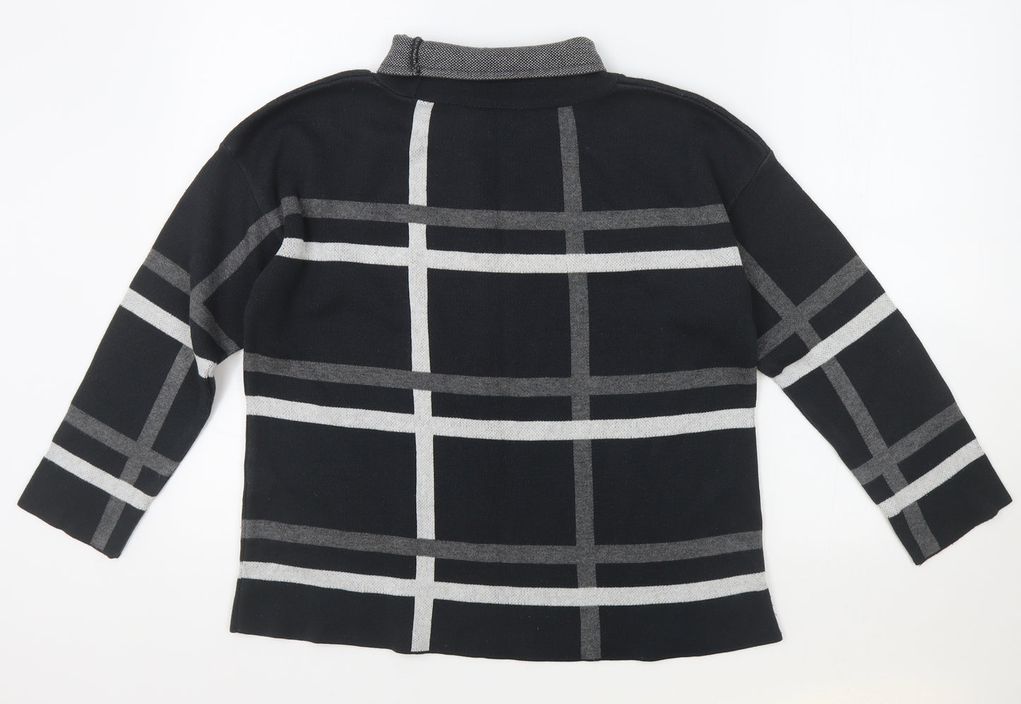 ASOS Womens Black High Neck Striped Acrylic Pullover Jumper Size 12
