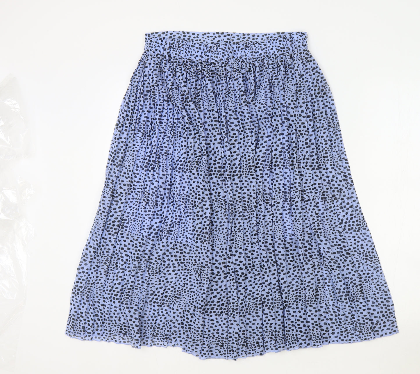 Monkl Womens Blue Polka Dot Polyester Flare Skirt Size M Button - Belt Loops