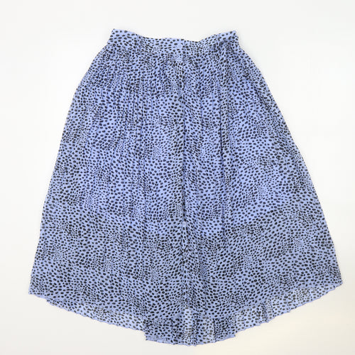 Monkl Womens Blue Polka Dot Polyester Flare Skirt Size M Button - Belt Loops