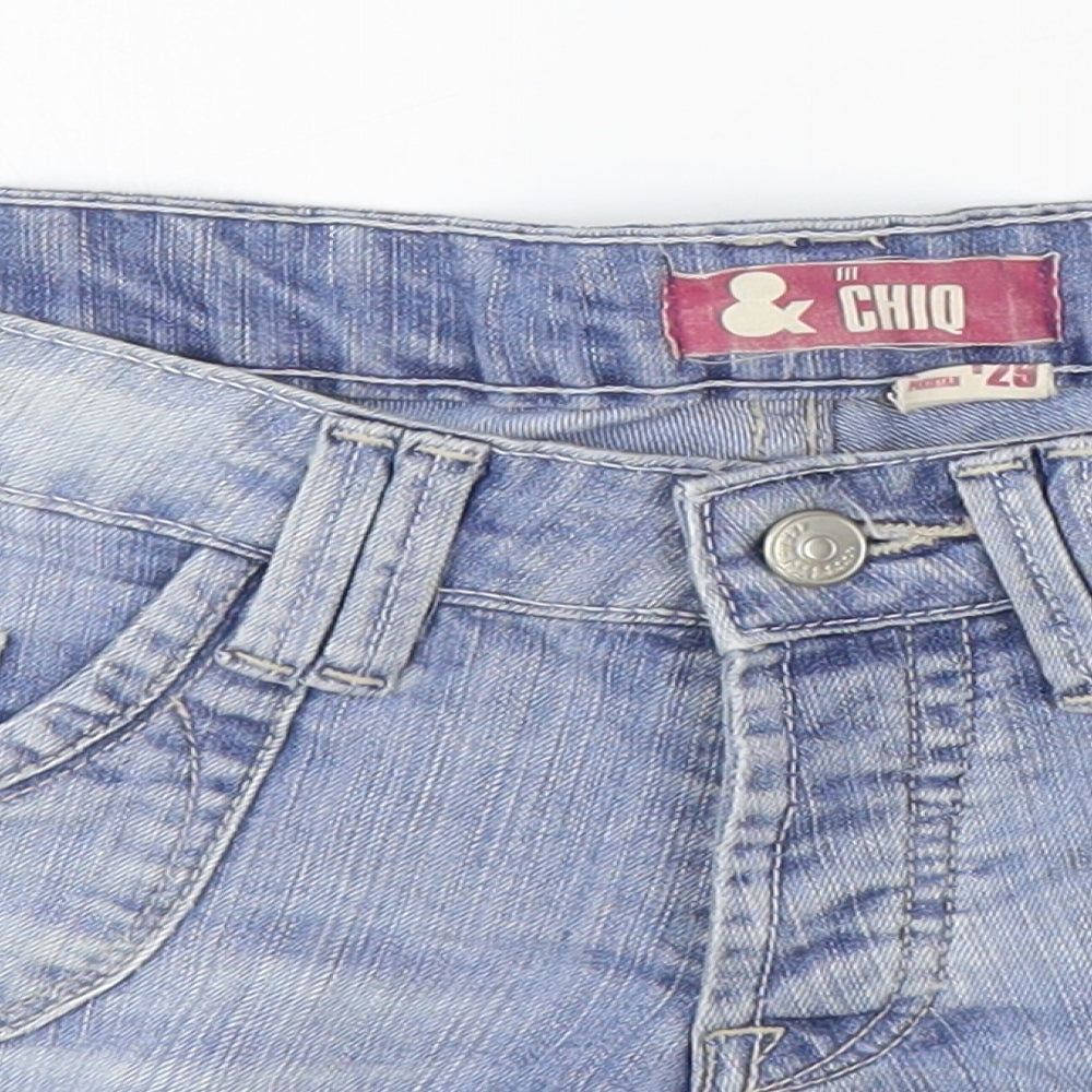 H&M Womens Blue Cotton Hot Pants Shorts Size 29 in L9 in Regular Button