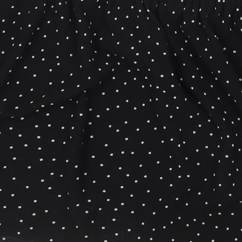 Topshop Womens Black Polka Dot Polyester Cropped T-Shirt Size 14 Boat Neck