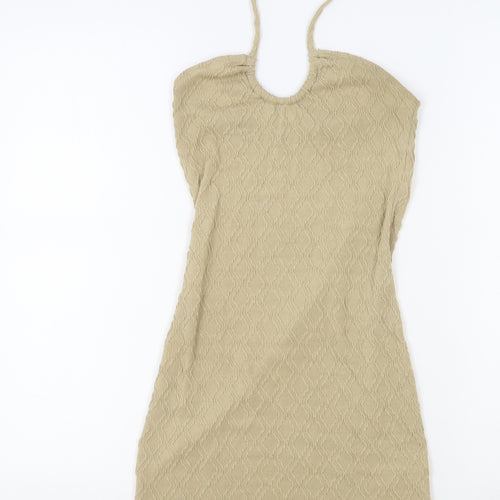 Divided Womens Beige Polyester Bodycon Size S Halter