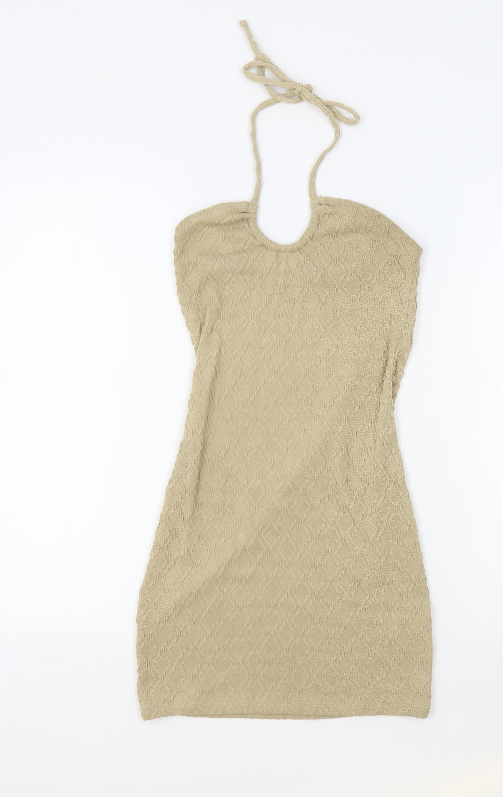 Divided Womens Beige Polyester Bodycon Size S Halter