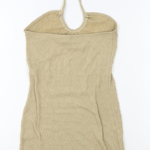 Divided Womens Beige Polyester Bodycon Size S Halter