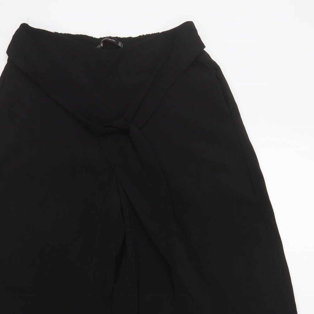 Zara Womens Black Polyester Cropped Trousers Size XS L20.5 in Regular Tie - Belt
