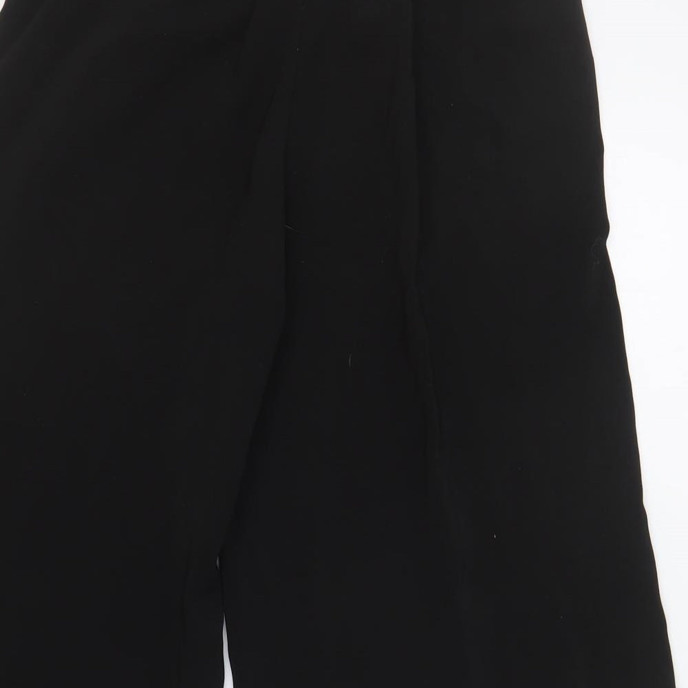 Zara Womens Black Polyester Cropped Trousers Size XS L20.5 in Regular Tie - Belt