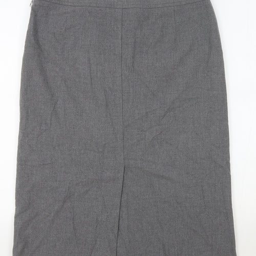 Per Una Womens Grey Polyester Straight & Pencil Skirt Size 14 Zip