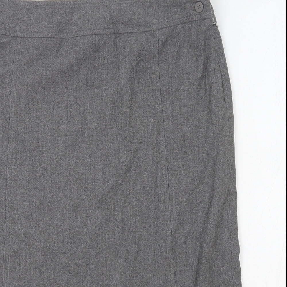 Per Una Womens Grey Polyester Straight & Pencil Skirt Size 14 Zip