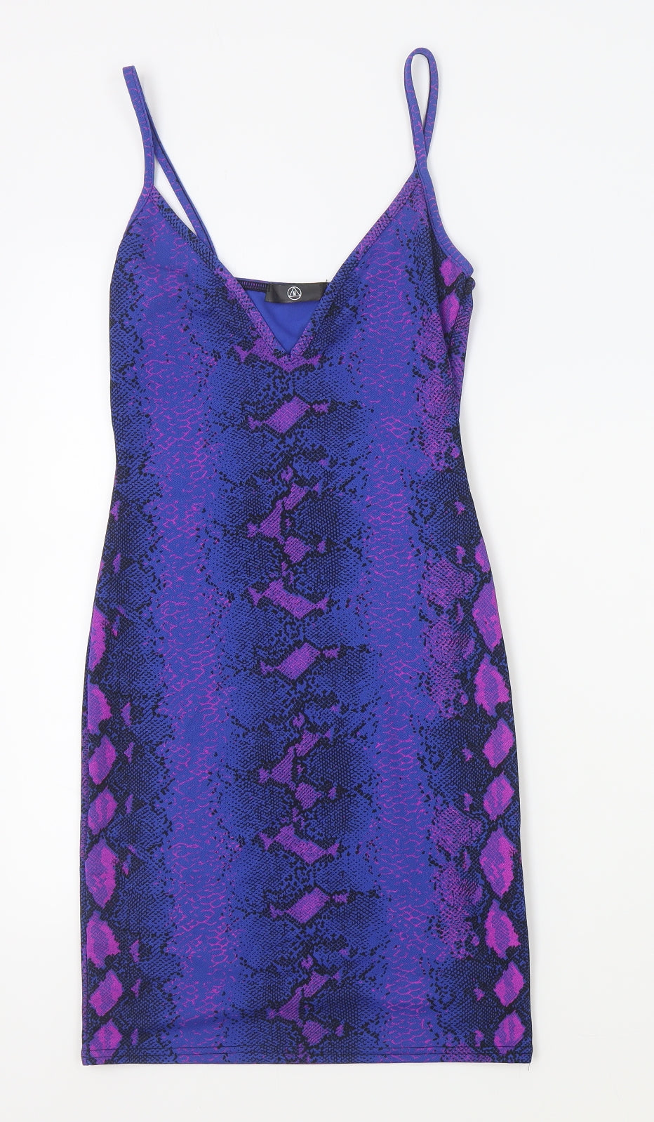 Missguided Womens Multicoloured Animal Print Polyester Slip Dress Size 8 V-Neck Pullover - Snake Pattern