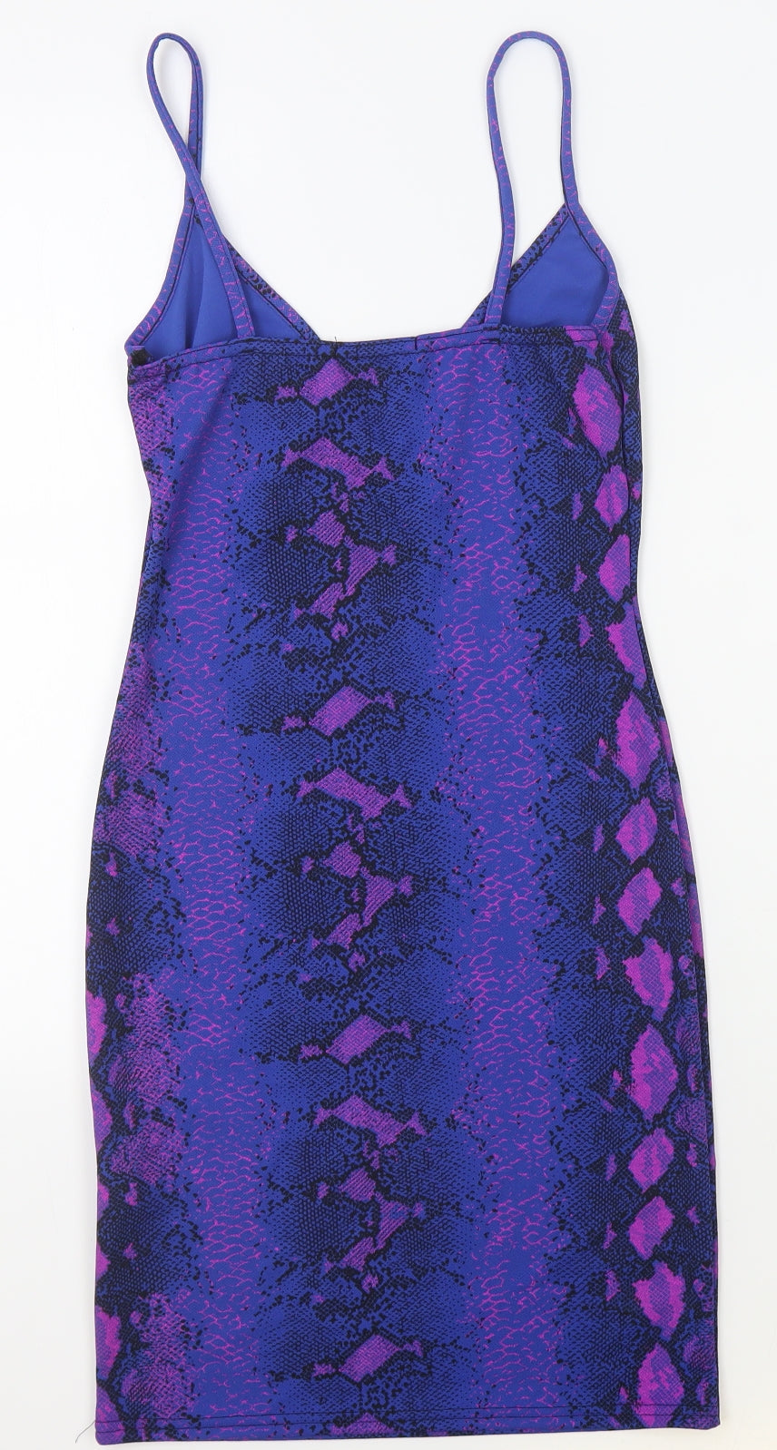 Missguided Womens Multicoloured Animal Print Polyester Slip Dress Size 8 V-Neck Pullover - Snake Pattern