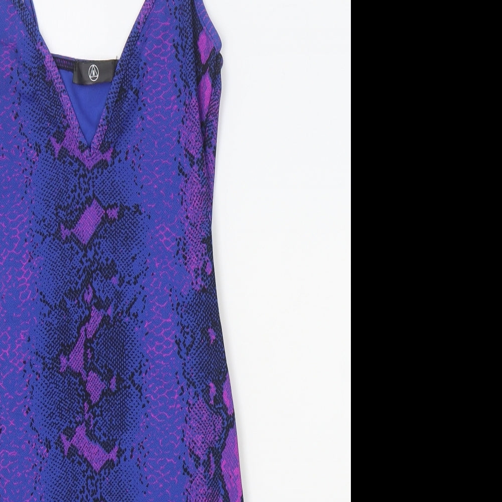 Missguided Womens Multicoloured Animal Print Polyester Slip Dress Size 8 V-Neck Pullover - Snake Pattern
