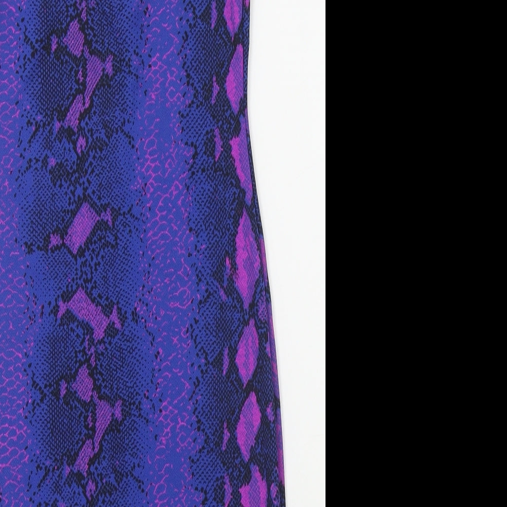 Missguided Womens Multicoloured Animal Print Polyester Slip Dress Size 8 V-Neck Pullover - Snake Pattern