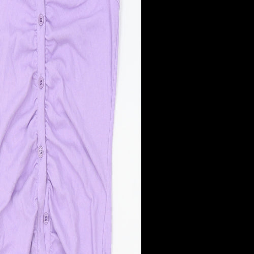 SheIn Womens Purple Polyester Bodycon Size M Collared Button - Open Back