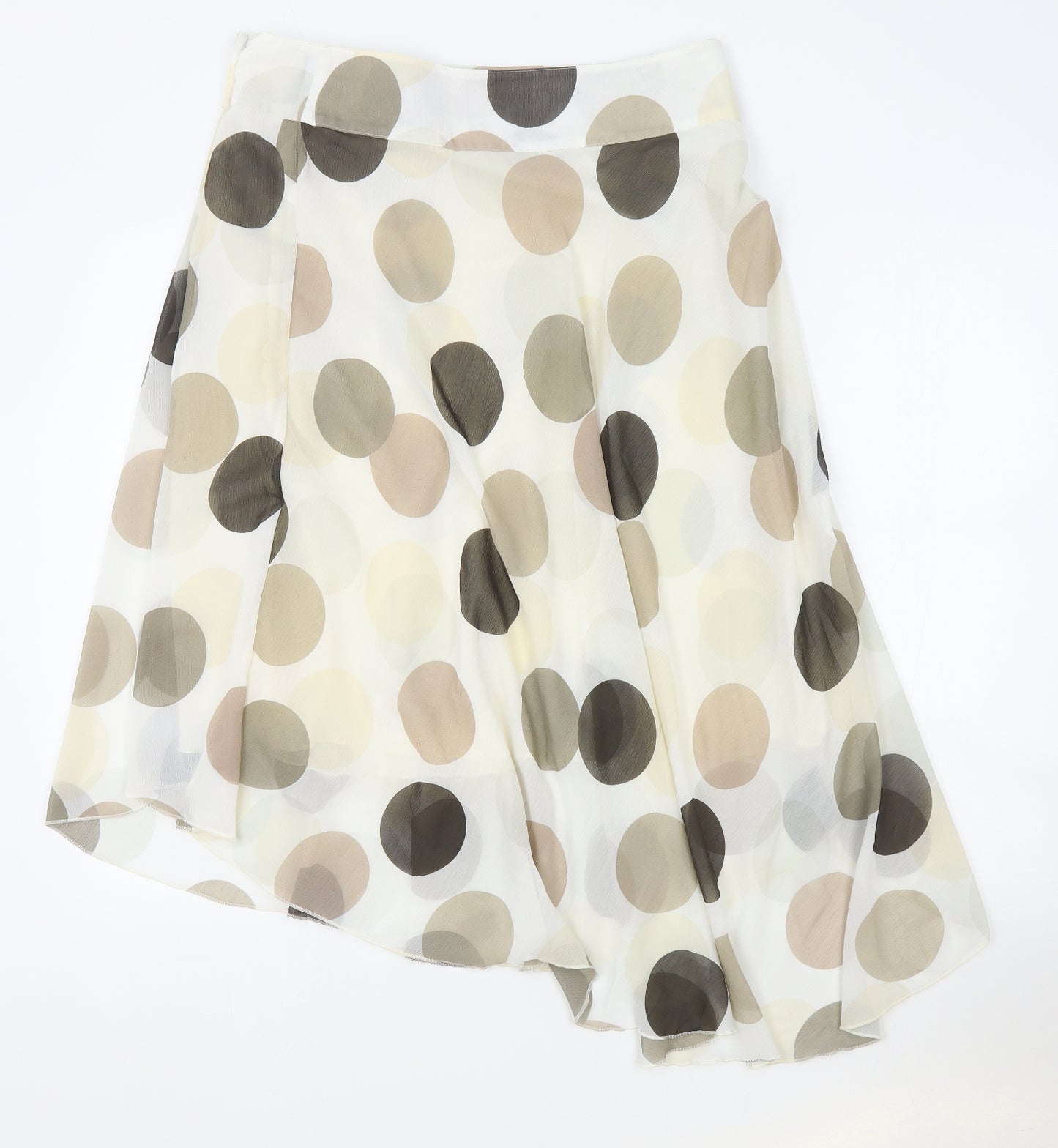 George Womens Beige Polka Dot Polyester Flare Skirt Size 14 Button
