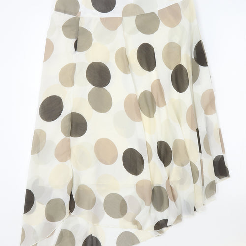 George Womens Beige Polka Dot Polyester Flare Skirt Size 14 Button