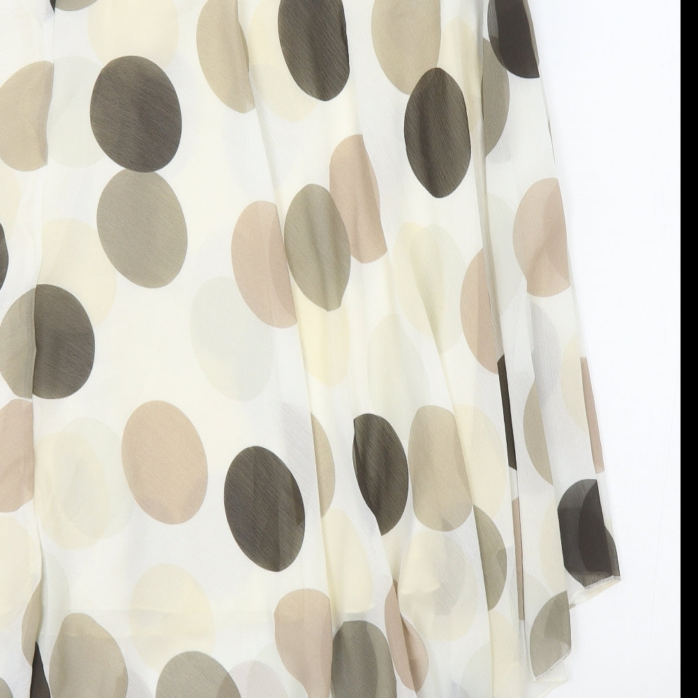 George Womens Beige Polka Dot Polyester Flare Skirt Size 14 Button