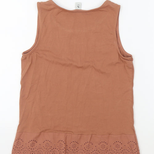 TU Girls Brown Cotton Basic Tank Size 13 Years Round Neck Pullover