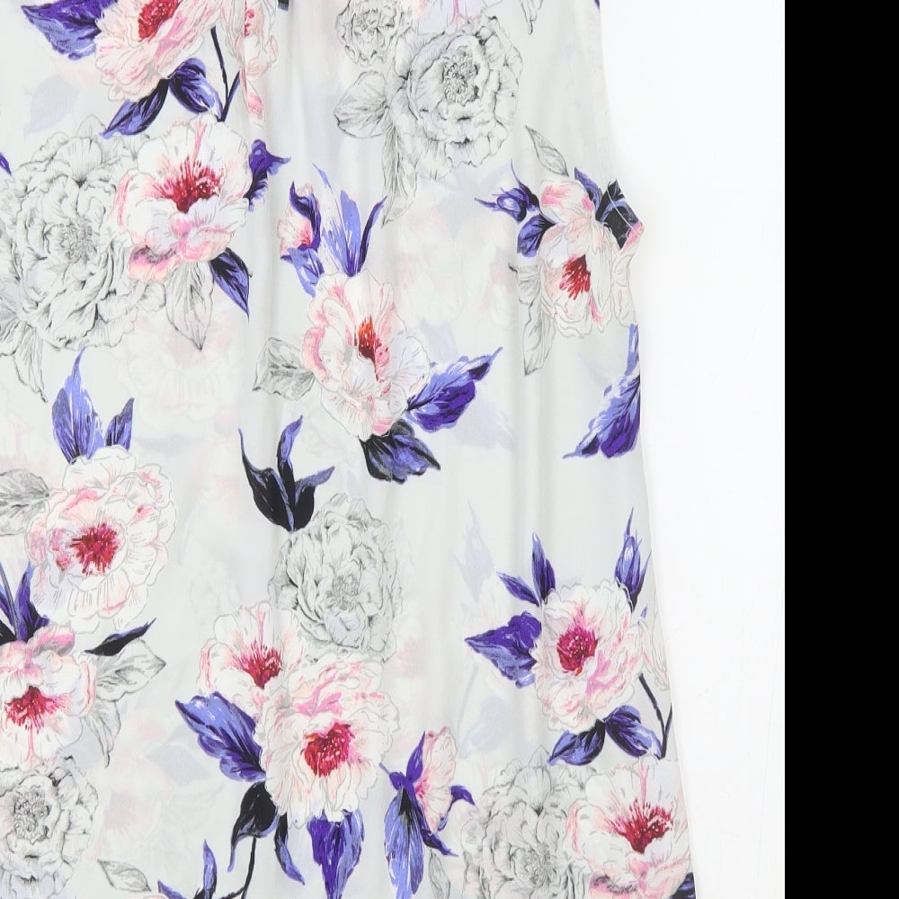 George Womens Grey Floral Polyester Camisole Blouse Size 14 Collared