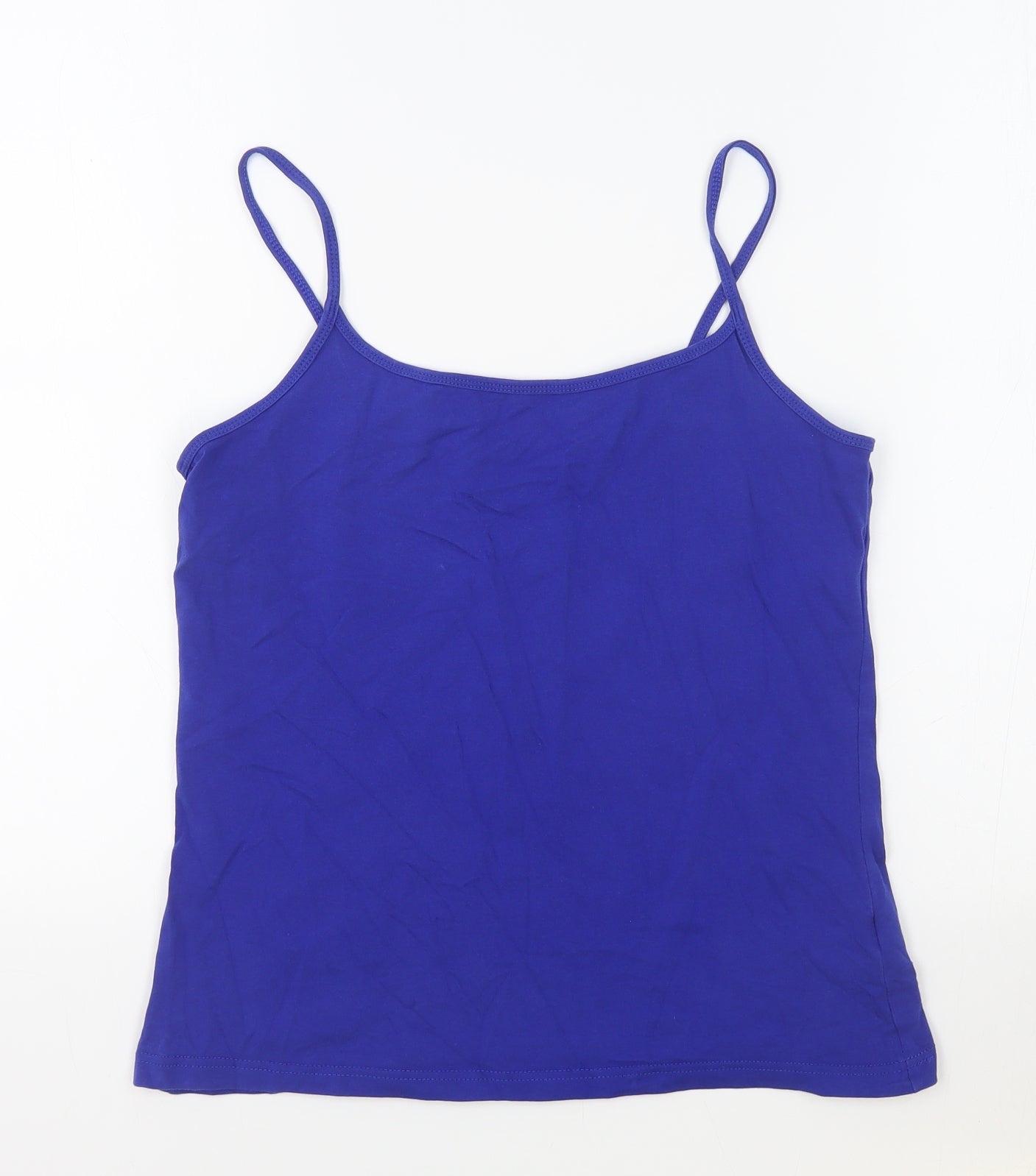 Papaya Womens Blue Cotton Basic Tank Size 16 Round Neck