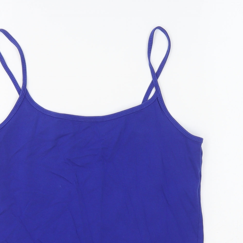 Papaya Womens Blue Cotton Basic Tank Size 16 Round Neck