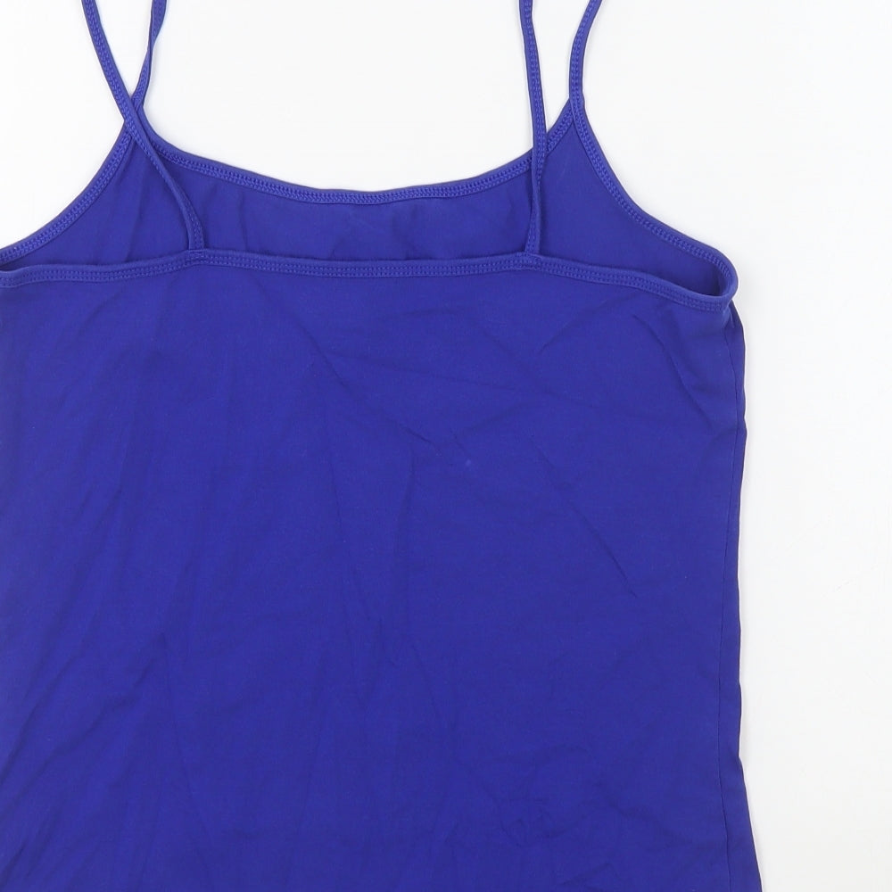 Papaya Womens Blue Cotton Basic Tank Size 16 Round Neck