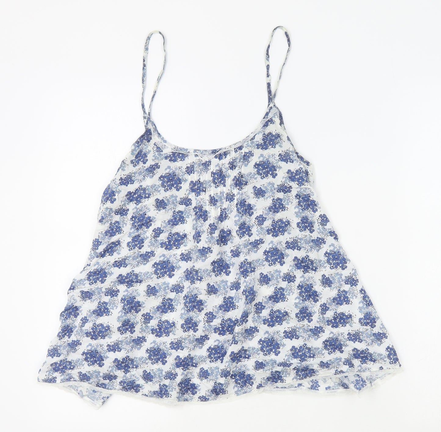 Marks and Spencer Womens Blue Floral Modal Camisole Tank Size 12 Round Neck