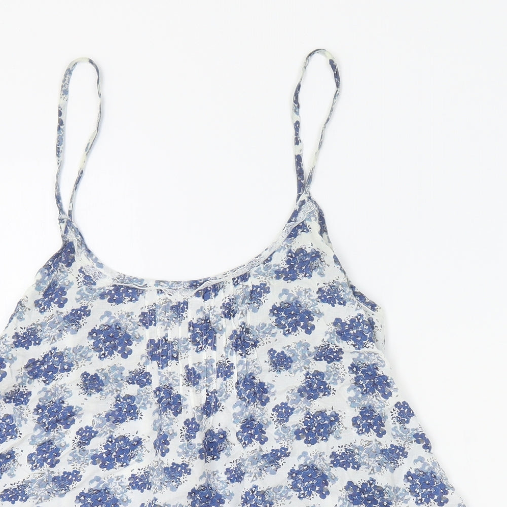Marks and Spencer Womens Blue Floral Modal Camisole Tank Size 12 Round Neck