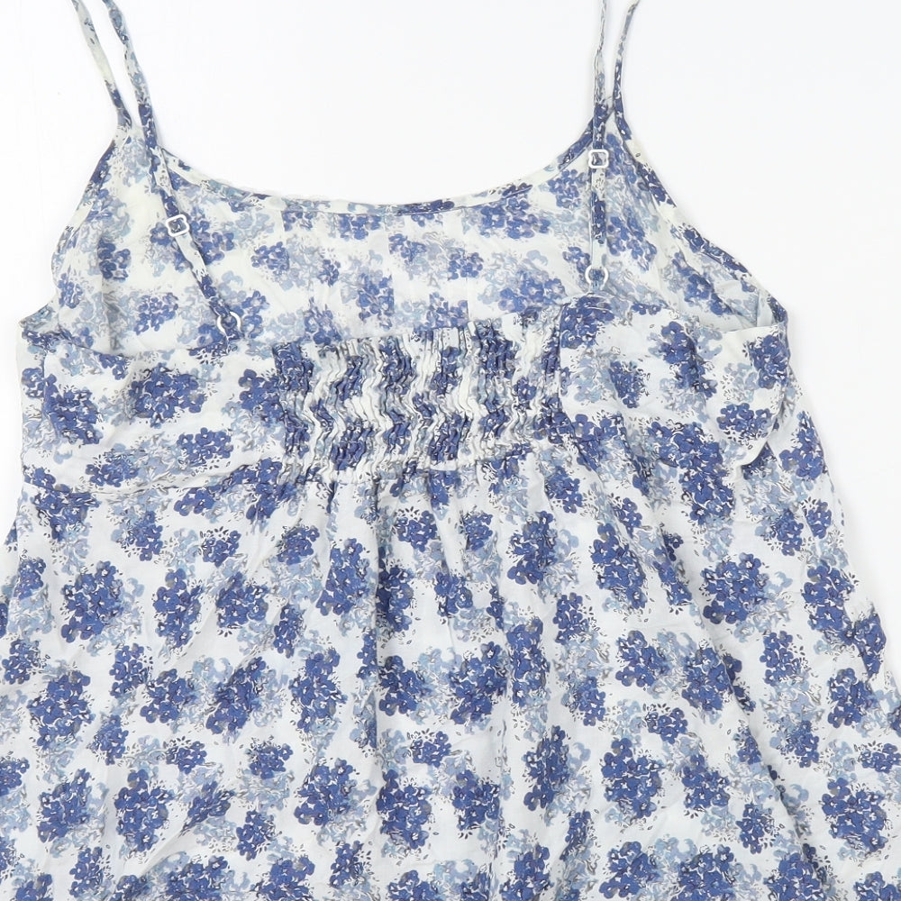 Marks and Spencer Womens Blue Floral Modal Camisole Tank Size 12 Round Neck
