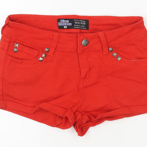 Blue Banana Womens Red Cotton Hot Pants Shorts Size 26 Regular Zip